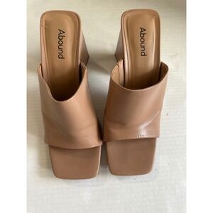 Abound Nude Block Heel Mules Women's Slip On Square Toe Casual Sandals